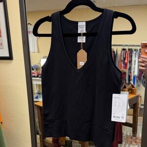 Athleta Black V-Neck Ribbed Tank